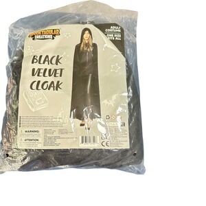 Spooktacular Creations Black Velvet Hooded Cloak Adult Costume One Size Fits All